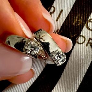 Henri Bendel silver & crystal huggy earring